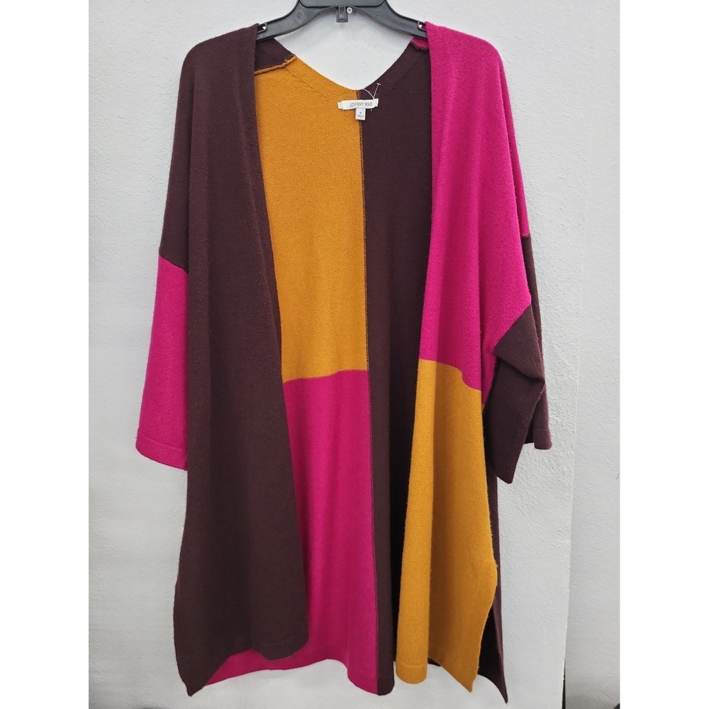 Johnny Was Wool/Cashmere Blend Colorblock Cardigan, Multicolor, Size Medium